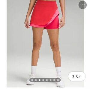 Lululemon Asymmetrical Layered High-Rise Tennis Skirt Red Pink Golf Pickleball